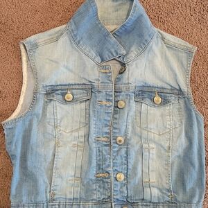 l&M Jeans Light Blue Washed Denim Vest Size M Y2K